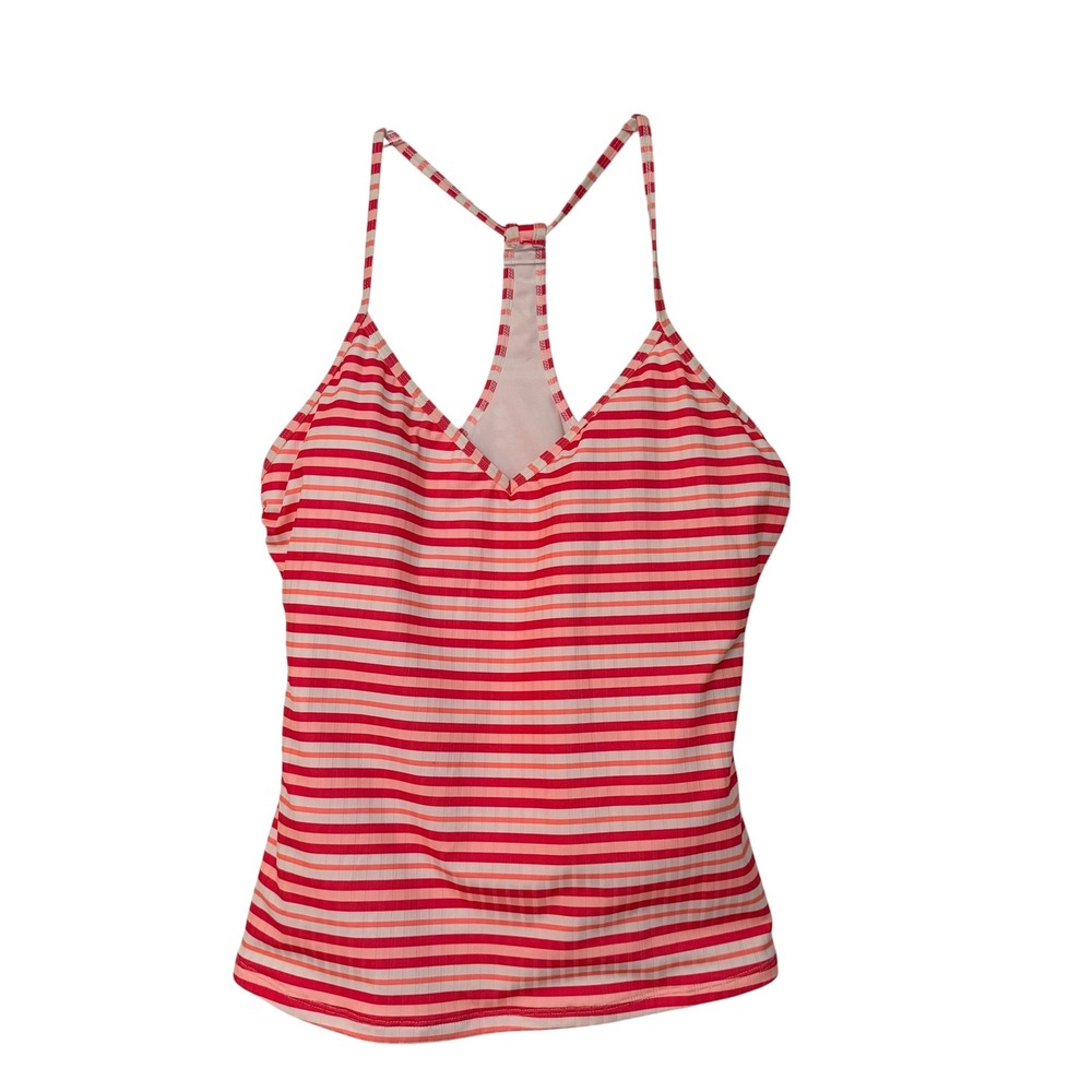 Ocean Coast Womens Pink White Striped Racerback Tankini Swim Top XL CCRLT283
